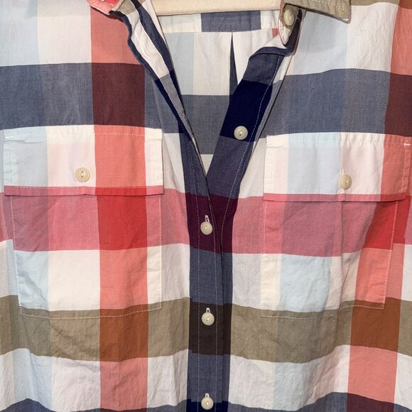 L.L.Bean Signature Womens Plaid Button-Down Shirt Dress Size L Multicolor Cotton - Picture 4 of 8